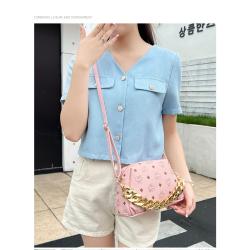Gelory Wholesale Custom Logo Thick Chain PU Leather Sling Shoulder Crossbody Bags for Women