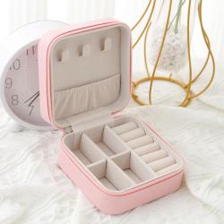 SN045 Custom Logo Printed Small Travel Jewelry Box Popular Gift Leather Ring Earring Necklace Boxes Creative Storage Case