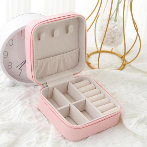 SN045 Custom Logo Printed Small Travel Jewelry Box Popular Gift Leather Ring Earring Necklace Boxes Creative Storage Case