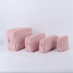 Keymay RTS Stock Popular Personalized Gift Chenille Varsity Nylon Pouch Cosmetic Makeup Bag Large Capacity Travel Cosmetic Bag