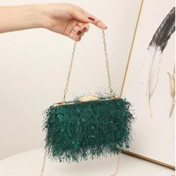 Dacron Texture Hand-made Feather Cover Sense of Design Women Evening bags Clutch Bag Hard Case