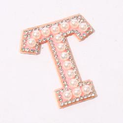 Keymay Factory Wholesale Letter Patch Alphabet A-Z Letters Patch Pearl Chenille Patches Self Adhesive Pattern Stickers