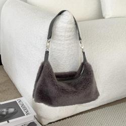 Wholesale Popular Design HandBag  Fashion Plain Hand Bag Soft Plush Shoulder Bag
