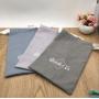 Custom Logo Printed Linen Cotton Drawstring Pouch Soft Light Grey Blue Cotton Linen Gift Packaging Bag