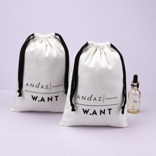 Custom Logo Printing Recycled Brush Canvas Dust Bag For Packaging Handbag Luxury Drawstring Canvas Shopping  Dust Pouch