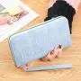 New Ladies Simple Wallet with Long Zipper Clutch Bag Cross-Border Embossed Mobile Phone and Banknote Clip Waterproof