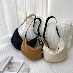 Wholesale curved moon shaped women shoulder bag fashion plain Women's messenger bag large capacity leisure ladies canvas bag