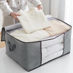 HR236 Thickened Non-woven Cotton Quilt Storage Bag With Double Zipper Clothing Bag Travel Storage Visible Cube Style Quilt Bag