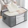 HR236 Thickened Non-woven Cotton Quilt Storage Bag With Double Zipper Clothing Bag Travel Storage Visible Cube Style Quilt Bag