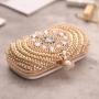 Fashion champagne chain shoulder party handbag pearl evening clutch bag beaded bags for women