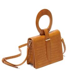 2024 Wholesale Crocodile PU Leather Hand Bag For Women Ladies Fashion Wooden Handle