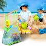 Custom Logo Size Nylon Mesh Clear Beach Mesh Tote Bag Shopping Bags Kids Sea Shell Sand Toys Organizer Bags