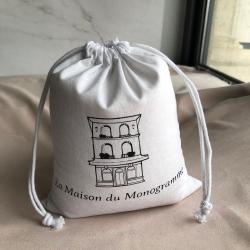 20*25cm Printed Customized White Cotton Drawstring Bag Cotton Packaging Pouch