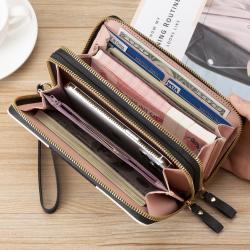 OEW209 Hot Sale Fashion Design Women Wallet Business ID Credit Card Holder Long Handhelding Wallet Double Zipper Coin Purse