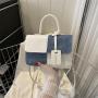 Luxury design splicing contrast color small square bag 2024 new texture simple crossbody bag fashion shoulder bags for women