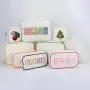 Keymay Custom Personalized Chenille Letter Patch Makeup Bag Women Travel Zipper Toiletry Pouch Canvas Cosmetic Bag