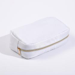 Wholesale Personalised Fabric Letter Patches Nylon Zipper Travel Toiletry Cosmetic Bags Nylon Makeup Pouch