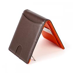 CNL001 Mens Genuine Leather Wallet Slim RFID Blocking Wallets With Money Clip For Mens Design Credit Card Holders