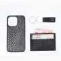 OEM Custom Hot Sales Luxury Genuine Snake Skin Leather Gift Sets Card Holder Keychain Mobile Phone Back Case For Iphone 13 14 15