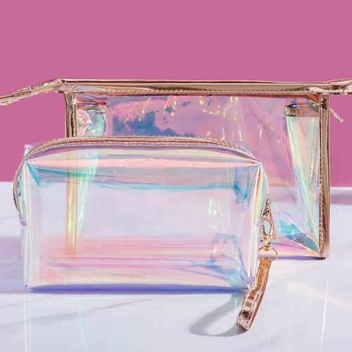 Gelory Fashion Holographic PU Cosmetic Travel Bag Large Laser Toiletry Bag Makeup Organizer Bag