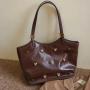 Large capacity 2024 shoulder bags pu leather handbag retro work sling bag popular handbags for woman