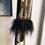 Hot sell Women luxury ostrich feather Fur Clutch Bag Evening Square PU Chain Purse Party Ladies Elegant Banquet bag