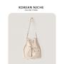 New Nylon Shoulder Bag External Pocket Cool Girls Nylon Tote Bag Drawstring Design Waterproof Bucket Bag for Women