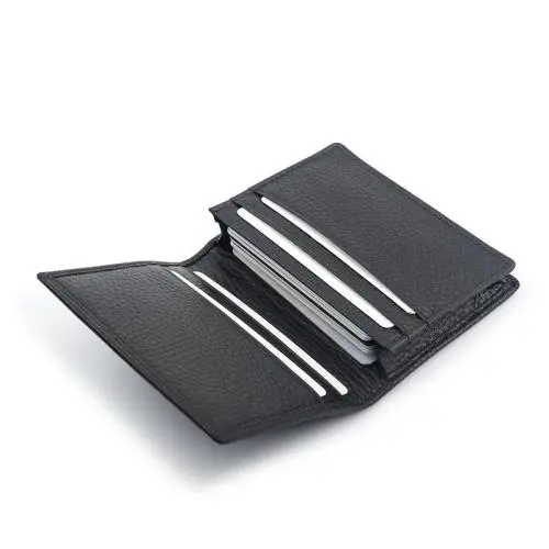 ZR114 Men's Leather Business Card Bag Lychee Pattern Top Layer Cow Leather Business Card Holder Stamped LOGO
