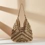 Grass woven hollow flower large triangle contrasting woven beach bag