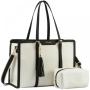 LOVEVOOK Large high quality PU leather Canvas Laptop Tote bag School shopping Casual handbag Shoulder Crossbody Bags for Women