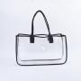 Keymay New Products U shape Women Transparent Beach Bag Custom Clear Stadium Tote Bag PVC Grocery Plastic Shopping Bag