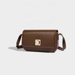 Fashionable retro luxury fashion brown small square bag single shoulder crossbody underarm bag leather designer bags for ladies
