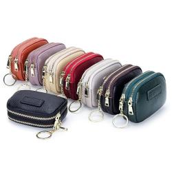 New arrival good quality portable key coin lipstick storage bag leather coin purse mini double-layer zippered coin bag for woman