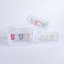 Keymay Personalized Embroidery Chenille Letter Patches Waterproof Clear Zipper Cosmetic Bag Makeup Organizer Toiletry Bag Travel