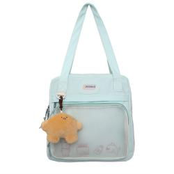Wholesale Cheap Price Canvas Ita Bags Customized Clear PVC Window Women Tote Bags Girls Shoulder Bag