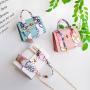 Women's Autumn New Silk Scarf Handbag Pu Leather Solid Color Shoulder Bag Chain Lock Small Square Bag