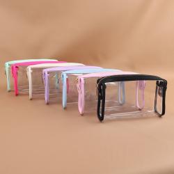 Keymay Rts Stock Loq Moq 9 Colors High Quality Customize Logo Pvc Makeup Pouch Clear Cosmetic Zipper Bag Plastic Makeup Bag