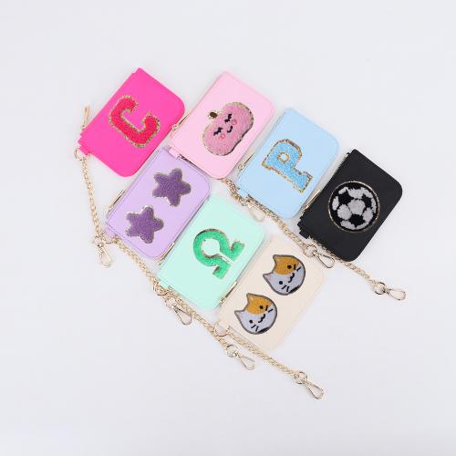 Keymay RTS Fast Shipping Lightweight Personalized Chenille Patches Nylon Small Purse Keychain Wallet Card Holder Coin Purse Mini