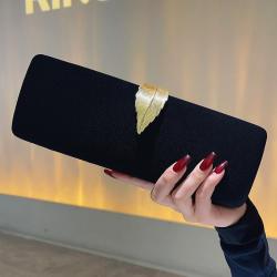 Luxury Designer Ladies Clutch Bag Autumn and Winter Suede Dinner Handbag Leaf Metal shape buckle Vintage mini Bag