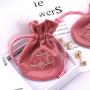 Custom Logo Printing Velvet Fabric Jewelry Pouch Small Drawstring Necklace Earring Packing Velvet Jewelry Bag