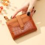 2023 New Women's Retro Crocodile Wallet Short Style Simple Multi-Card Clip Purses Waterproof Pu Bag Hot-Selling