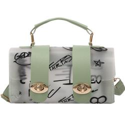 ZR500 Woman Bags Fashion Girl Transparent Splicing Graffiti Messenger Bag Single Shoulder Ladies phone Small Square Bag Female