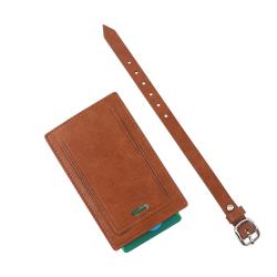 Wholesale id badge card holder leather lanyard id card holder leather luggage card holder