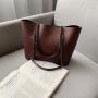 New Korean Fashion Lady Chains Tote Bag Pu Pure Color Stylish Shoulder Bag Handbag with Large Capacity for Women