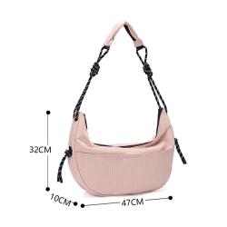 Autumn Trendy Casual Versatile Dumpling Bag One Shoulder Armpit Crossbody Nylon and Leather Multi-Purpose Bag for Ladies