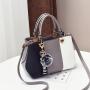 Women Luxury Designer Fashion With Pom Pon Crossbody Bags PU Ladies Hanging Decoration Purses Checks Zipper Square Handbag