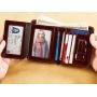 ZF208 Men Wallet Genuine Leather Oil Waxed Head Layer Cowhide Anti-theft Brush Vertical Card Bag Short Trifold Money Clip