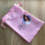 Pink Satin Drawstring Bag Customized Logo Printed Satin Gift Bag