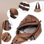 LOVEVOOK Fashion Canvas Crossbody Backpack Genuine Leather Shoulder Bag Casual Daypacks for Men Cycling Hiking Travel Sling Bag