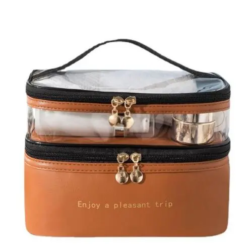 HR234 Ladies Fresh Sweet Makeup Bag Women's Storage Fashion Portable Cosmetic Bag Waterproof PU Travel Pleasant Trip Wash Bag